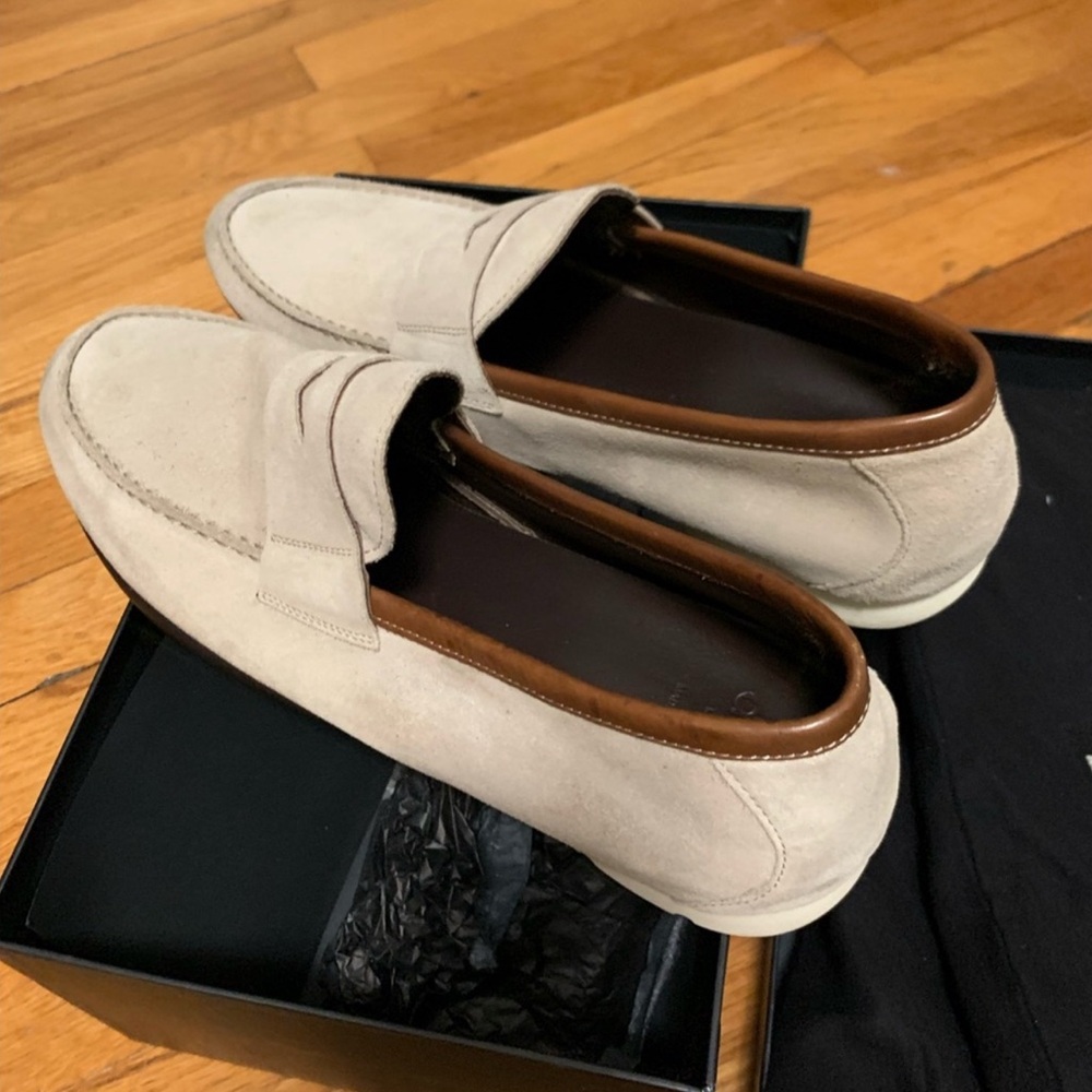 Dunhill LONDON Beige Suede Loafers